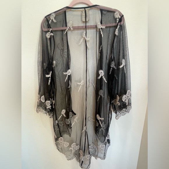 Haute Project Los Angeles black sheer embroidered beach cover up - Picture 2 of 6